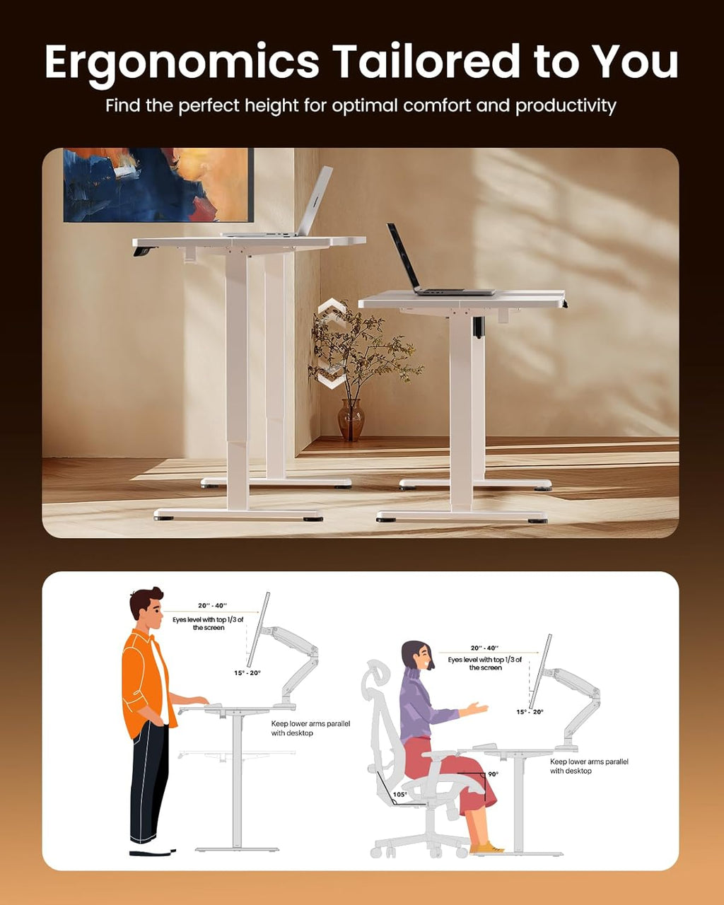 ErGear Height Adjustable Electric Standing Desk, 71 x 30 Inches Sit Stand up Desk, Memory Computer Home Office Desk Large Desk with Two-Piece Desktop (White)