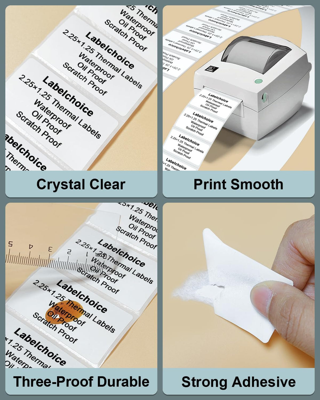 2.25" x 1.25" 3-Proof White Direct Thermal Labels for Zebra ZD410 ZD411 LP2824 ZD421 ZD420 GK420D, 12 Rolls 12000 Pcs 2-1/4x1-1/4 Barcode Return Address Labels Used with Rollo MUNBYN