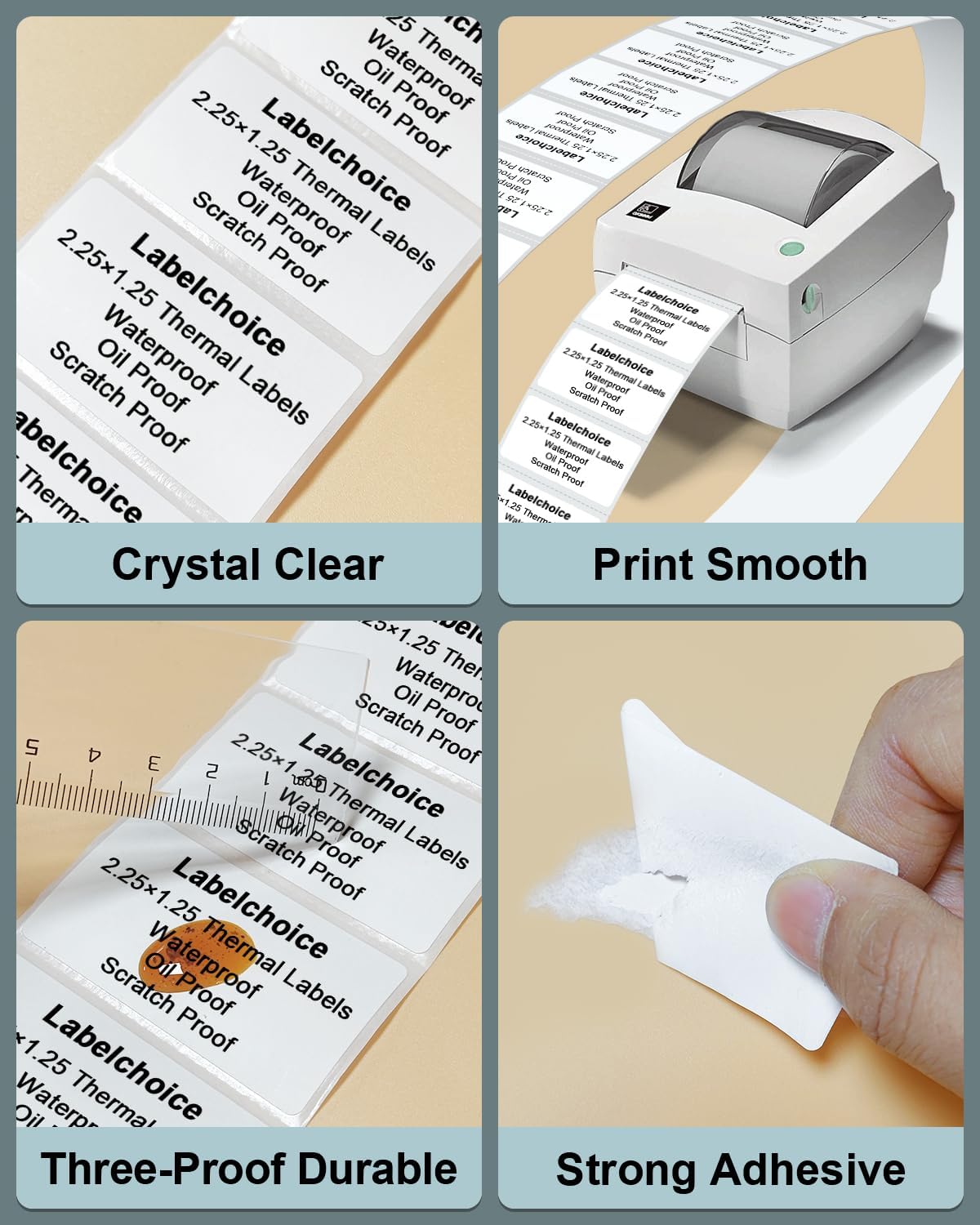 2.25" x 1.25" 3-Proof White Direct Thermal Labels for Zebra ZD410 ZD411 LP2824 ZD421 ZD420 GK420D, 12 Rolls 12000 Pcs 2-1/4x1-1/4 Barcode Return Address Labels Used with Rollo MUNBYN