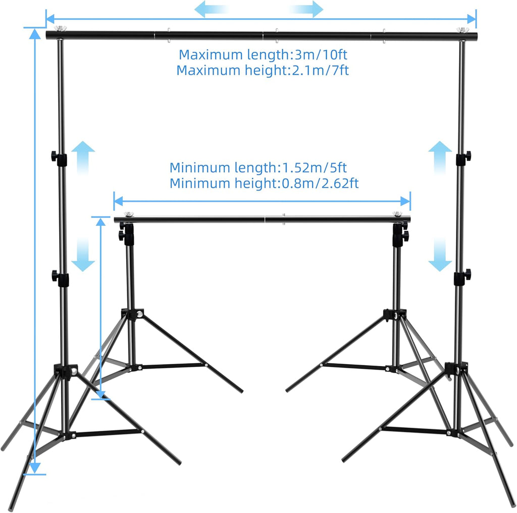 Backdrop Stand 10x7ft(WxH) Photo Studio Background Stand Support System Backdrop Support Kit, for Photography, Advertising Display, Parties Decoration