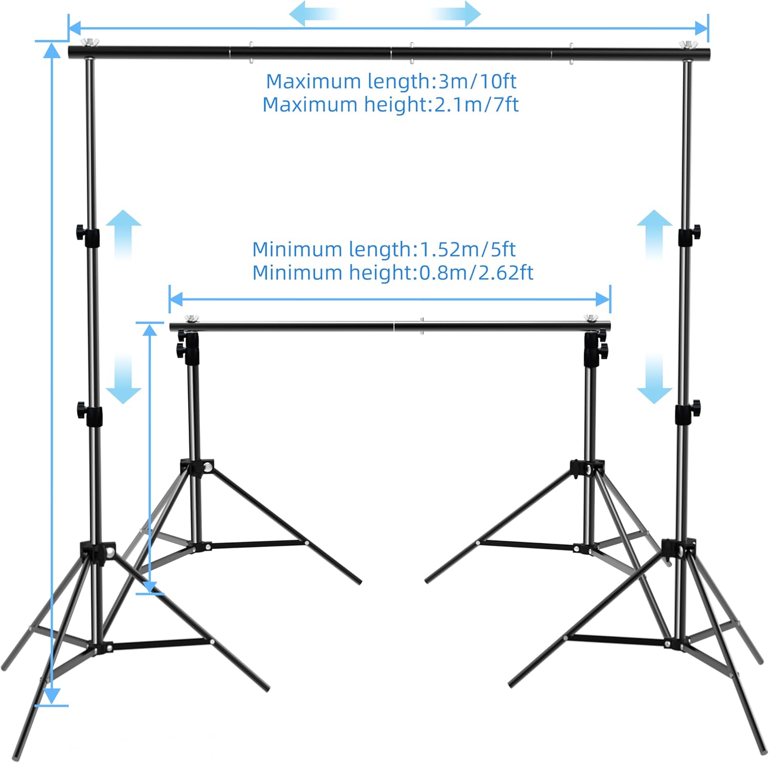 Backdrop Stand 10x7ft(WxH) Photo Studio Background Stand Support System Backdrop Support Kit, for Photography, Advertising Display, Parties Decoration