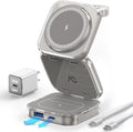 5-in-1 Wireless Charger for MagSafe, AC ISLAND Portable Travel Charging Station, 15W Max Fast Foldable Magnetic Stand, Evolved for iPhone 17/16/15/14/13 Series, Apple Watch, AirPods (with 35W Adapter)