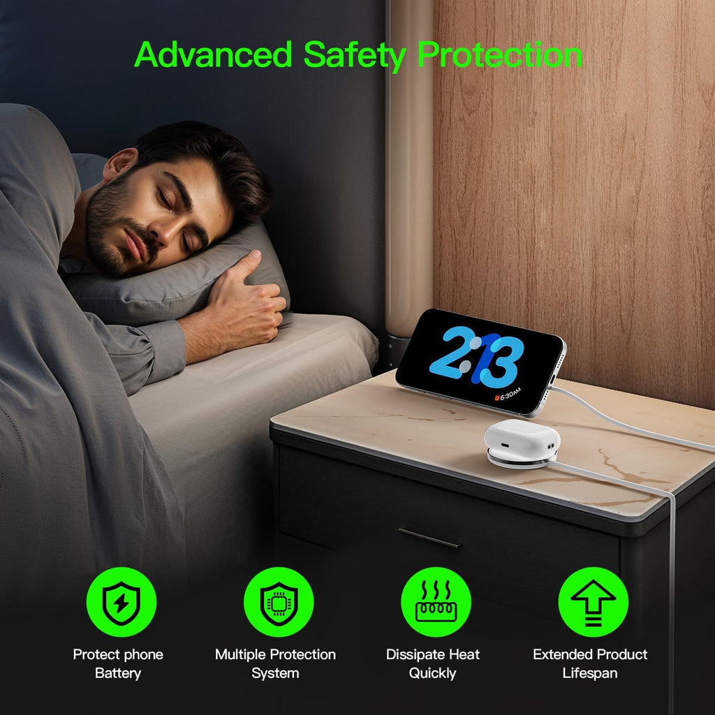 2025 Apple 15W Mag-Safe Charger 4FT Magnetic Wireless Charger 20W Fast Charging Block Compatible with iPhone17/16/15/14/13/12 Series & AirPods 4/3/2/Pro/for iPhone Wireless Charger Stand(white1p)