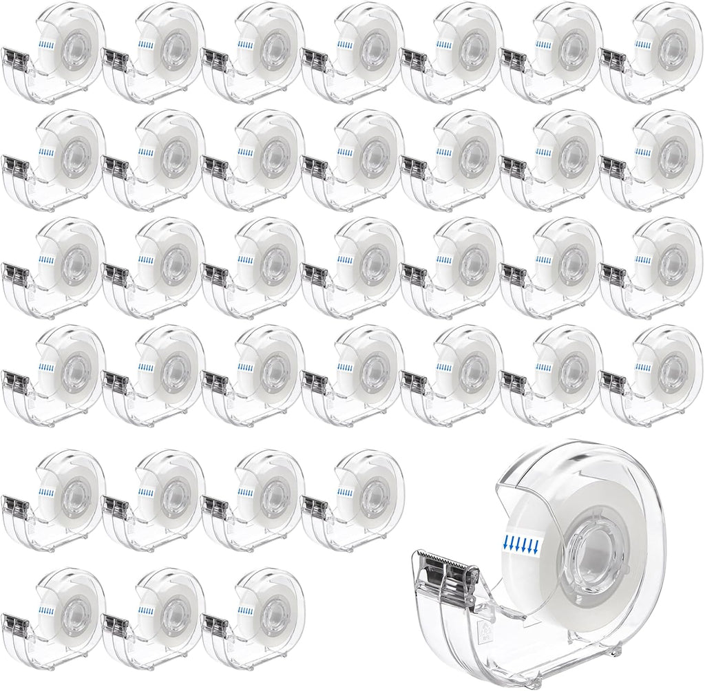 36 Pcs Transparent Tape with Dispenser, 0.7 in x 1000 in Clear Tapes and Refillable Dispensers, Office Tape Rolls with Dispenser Bulk for Craft Jobs, Gift Wrapping, Repairing, Home and School