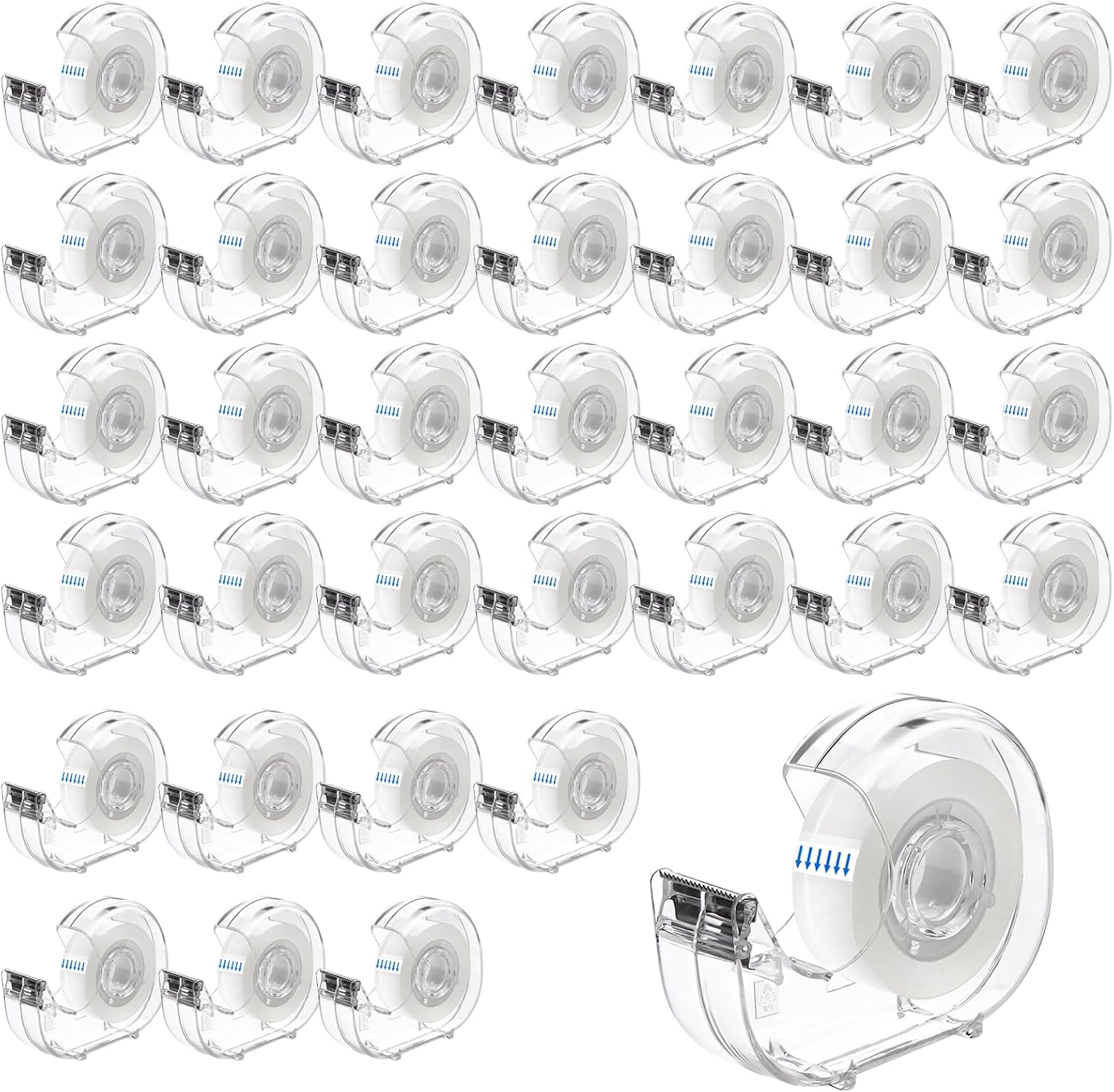 36 Pcs Transparent Tape with Dispenser, 0.7 in x 1000 in Clear Tapes and Refillable Dispensers, Office Tape Rolls with Dispenser Bulk for Craft Jobs, Gift Wrapping, Repairing, Home and School