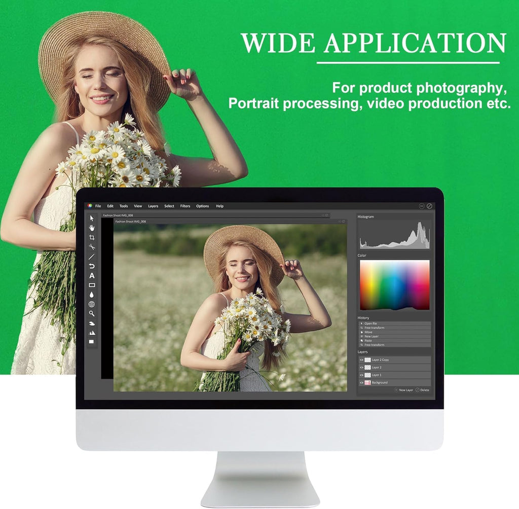 Green Backdrop 6x8ft – Professional Photography Backdrop for Photoshoots, Studio & Portraits, Wrinkle-Free, Opaque, Machine Washable Polyester, Non-Fading, Reusable for Photo Background
