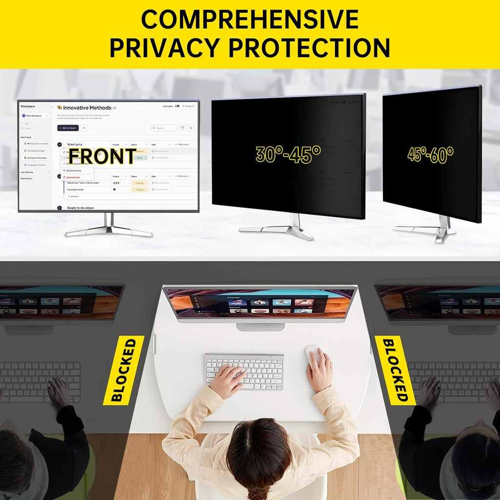 21.5 Inch Computer Privacy Screen for 16:9 Widescreen Monitor, Anti-Blue Light Monitor Privacy Screen Filter, Anti-UV Computer Shield
