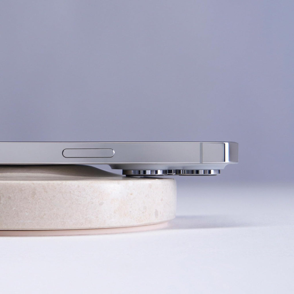 Einova Classic Stone – Marble Wireless Charging Pad Designed in Italy, Integrated 6 ft USB-C Cable, Smartphones, Wireless Earbuds, Smartwatches – Cream Marble