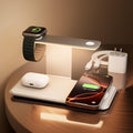 GUSGU 3 in 1 Charging Station for MagSafe Wireless Charger with Three-Level Night Light, 15W Max Fast Charging for iPhone 16/15/14/13/12, iWatch S1-8/Ultra, AirPods(USB-C Charger Included)-Gray