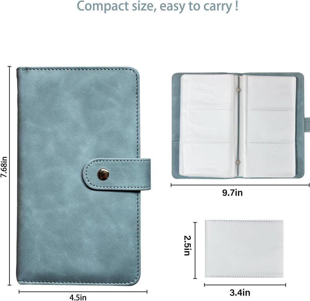 Leather Professional Business Card Holder Book Organizer, 240 Card Slots Capacity Booklet, Premium PU Name Cards Storage Folder with Soft Cover, Credit Card Binder Holder for Men/Women (Blue)