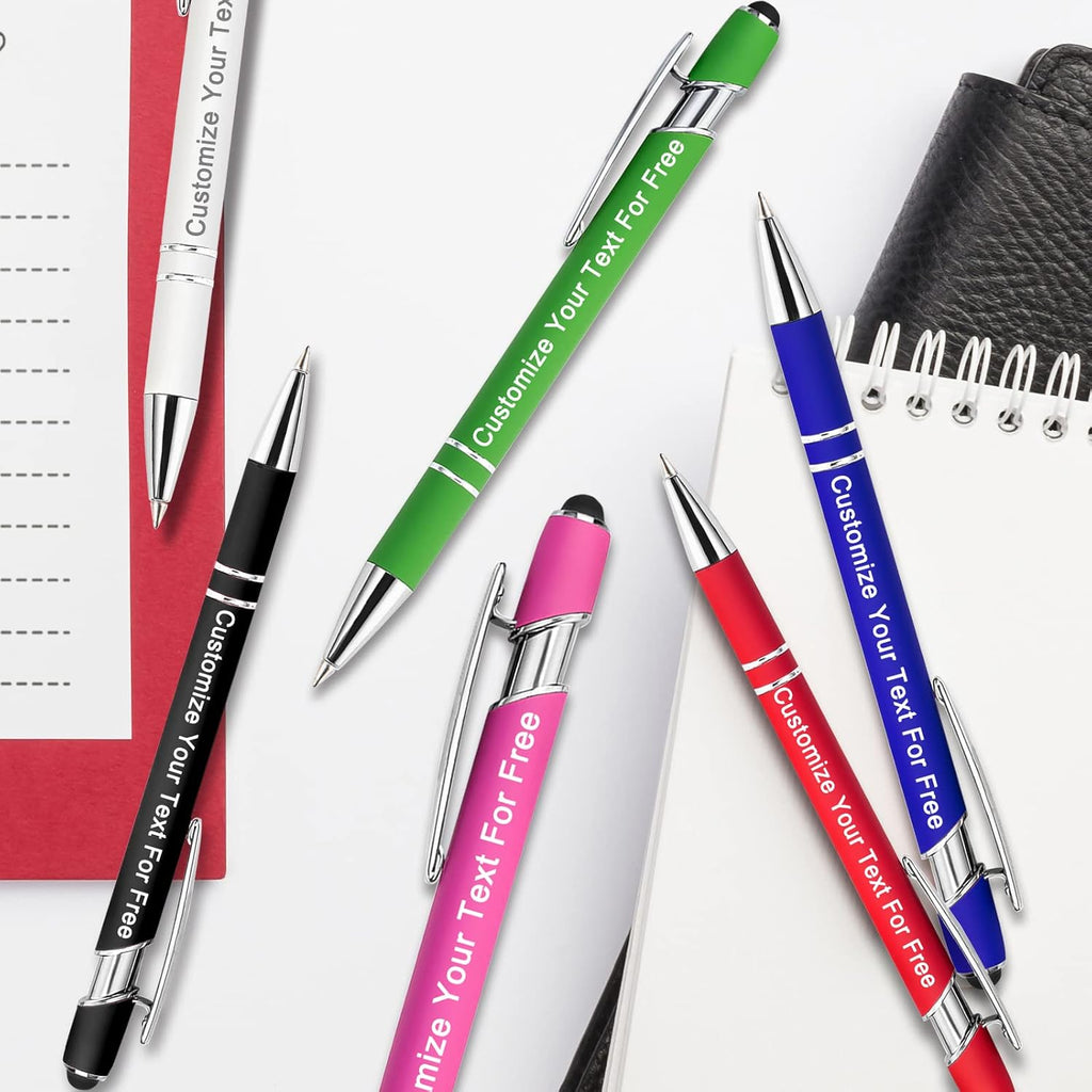 Max 500 Pcs Personalized Pens Bulk, Custom Pens with Free Engraving, Customized Stylus Tip Ballpoint Pen with Your Name Massage Text for School Office Business Graduation Anniversaries-250 Packs
