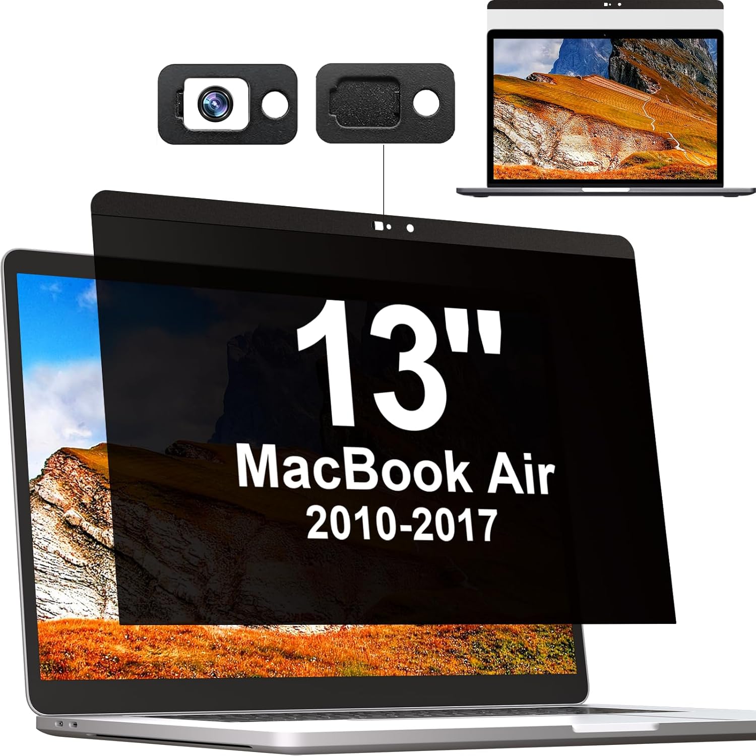 Mamol Privacy Screen MacBook Air 13 Inch (2010-2017), Magnetic Removable Anti Blue Light Glare Filter Anti Spy Screen Protector with Camera Cover for Apple Mac 13'' Laptop (A1369, A1466)