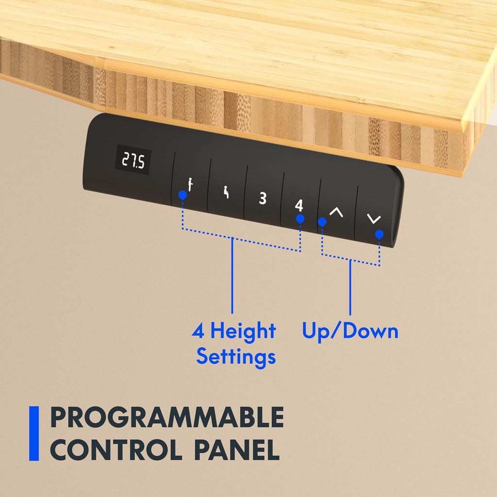FLEXISPOT E3 Bamboo Dual Motor 72x30 Inch Electric Height Adjustable Standing Desk Whole-Piece Board Sit Stand Up Desk (White Frame + Bamboo Curved Desktop)