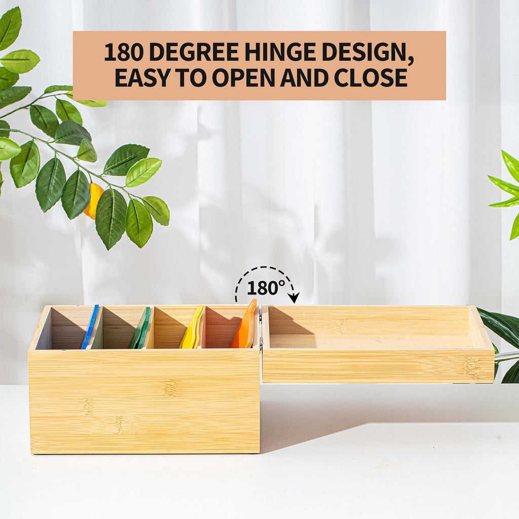 Henoyso 5 x 8 Inches Index Card Holder Set, Bamboo Recipe Box Organizer Index Cards Organizer, 50 Pcs Dividers 2 Sheets Alphabet Number Stickers File Note Holders for Office Business Home Kitchen