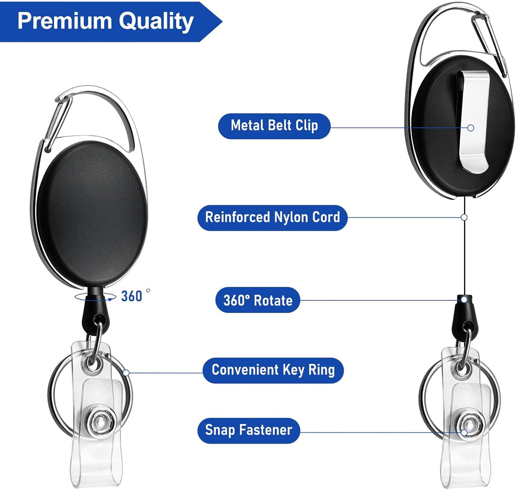 10 Pack Heavy Duty Retractable Badge Reel with Waterproof Vertical Name Badge ID Card Holders and Key Ring for Card Keychain Badge Holder