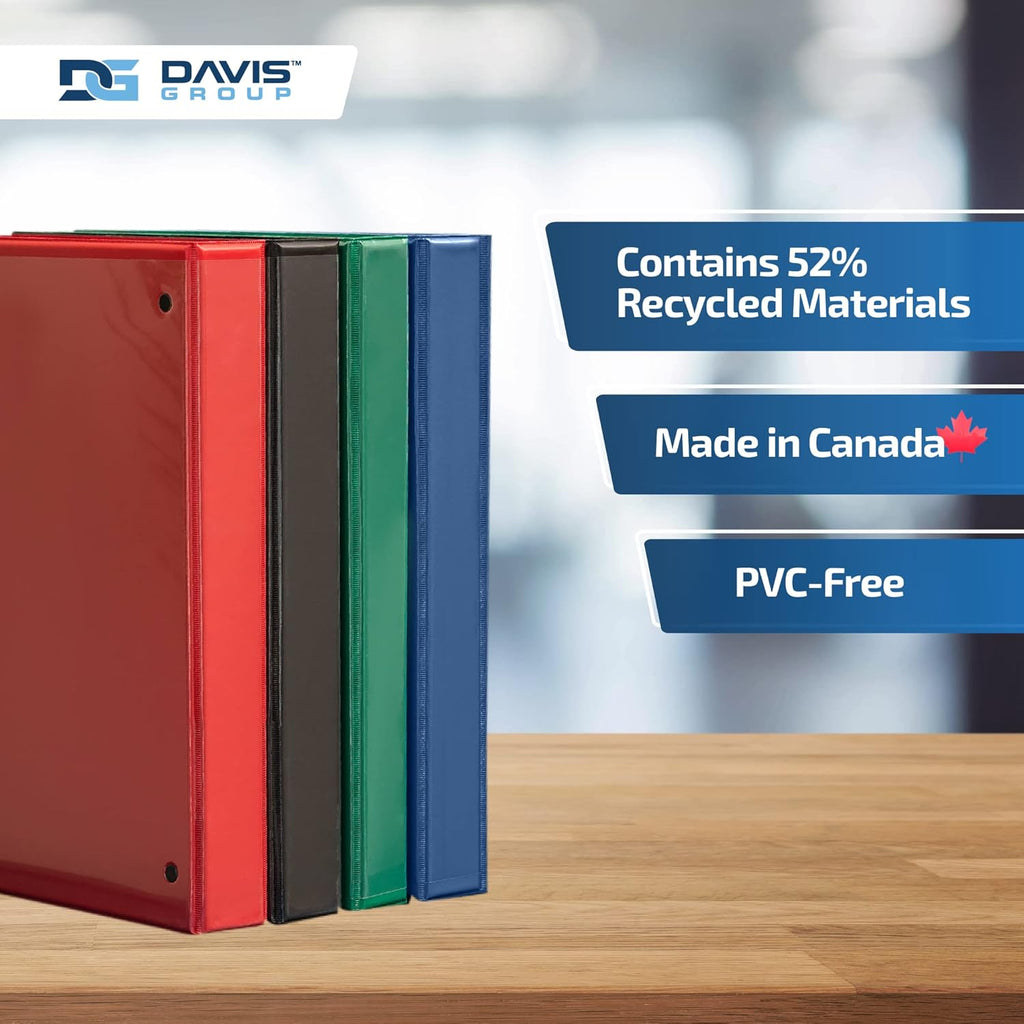 Easyview Premium 3-Ring Binders with Clear-View Covers and Round Rings, Binders for School or Office, 1 Inch, Pack of 4, Classic Colors