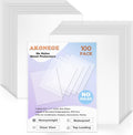100 Pack No Holes Sheet Protectors 8.5 x 11 Inch Letter Size Page Protectors for Documents, Prints, Top Loading Heavyweight Clear View Plastic Sleeves for Papers, Artworks, Photos