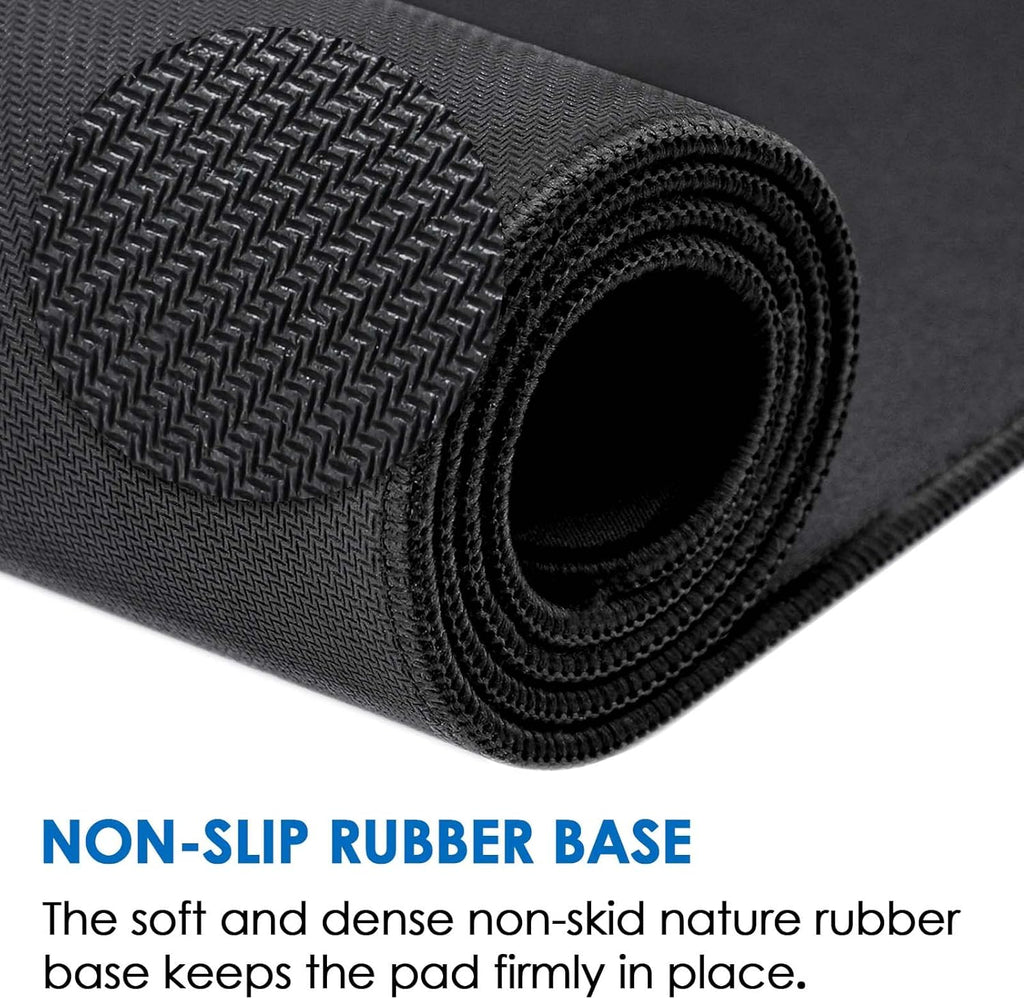 KTRIO Large Gaming Mouse Pad with Superior Micro-Weave Cloth, Extended Desk Mousepad with Stitched Edges, Non-Slip Base, Water Resist Keyboard Pad for Gamer, Office & Home, 35.4 x 15.7 in, Black