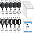 10 Pack Heavy Duty Retractable Badge Reel with Waterproof Vertical Name Badge ID Card Holders and Key Ring for Card Keychain Badge Holder