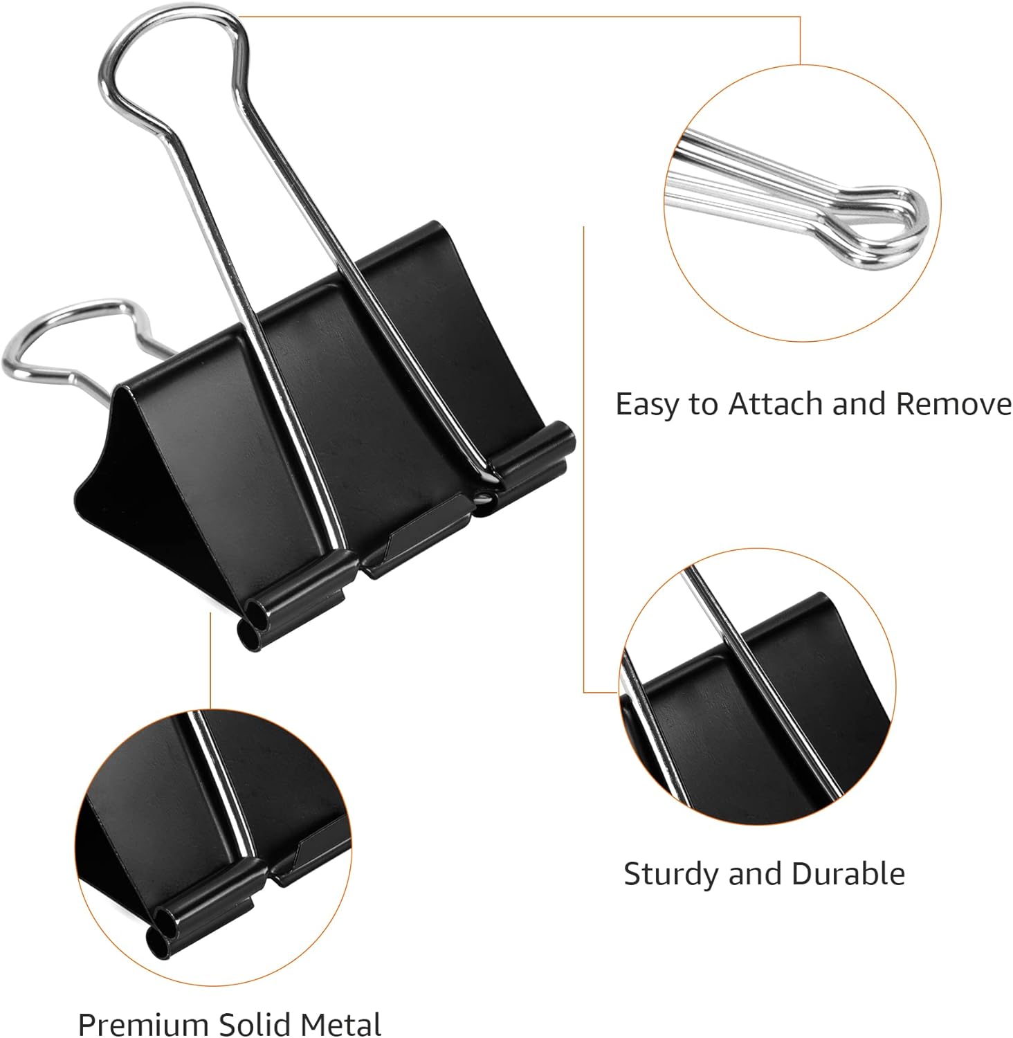 Amazon Basics Sturdy Binder Clips for Office Use, 96 Count (8 Pack of 12), Medium, 1.25 in, Black