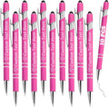 Personalized Pens Bulk 10 with Name Custom Engraving Ballpoint Pens with Stylus Tip Customized Smooth Writing Pens Personalized Gifts for Anniversary Birthday or Graduation(Pink,Black Ink)