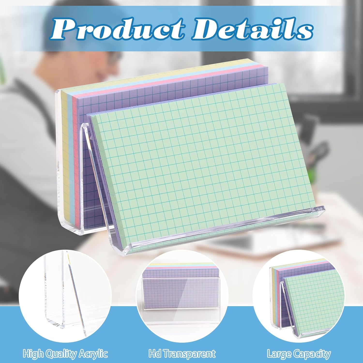 2 Pack 3x5 Index Card Display Holder Acrylic Cards Holder Stand Acrylic Business Card Holders Name Card Organizer Postcard Stand Display 200 Capacity for Studying Supplies No Card (Clear, 2 Pack)