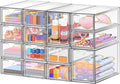 Desk Organizer with 14 Drawers, FODIENS 14 Packs Acrylic Stackable Desktop Storage Drawer Makeup Organizer, Clear Craft Storage Box Cabinets for Office Vanity Countertop Bathroom Bedroom