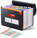 ThinkTex Expanding File Folder 12 Pockets Accordion File Organizer/Portable Expandable Plastic Filing Box, Accordion Bill/Paper/Document/Receipt Organizer Folders with Colored Tabs(A4/Letter Size)