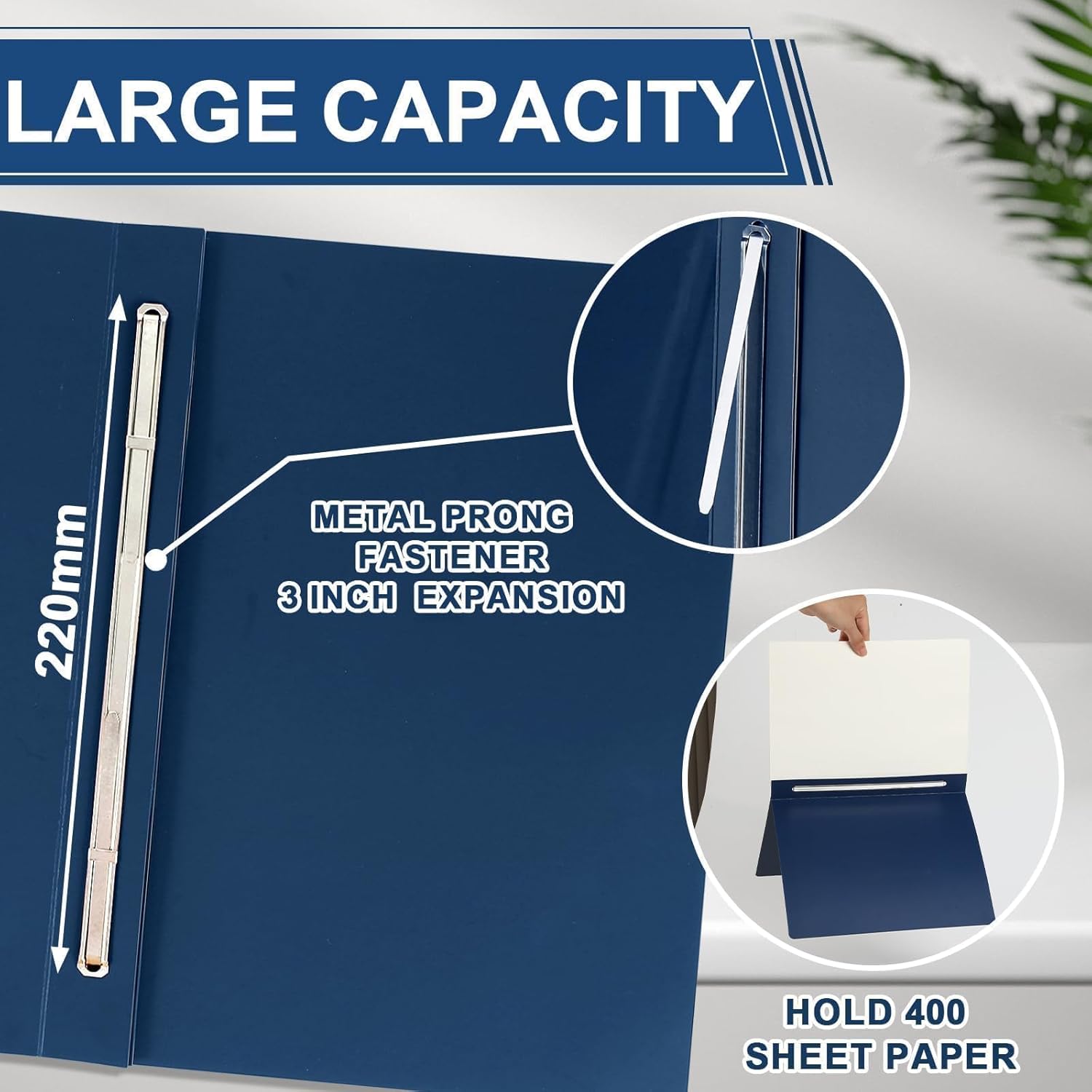 gisgfim 12 Pcs 8.5 x 11'' Pressboard Report Cover 3" Capacity Prong Clip Report Cover Metal Prong Fastener with Compressor Letter Size Presentation Report Folder for Bind Proposal Document