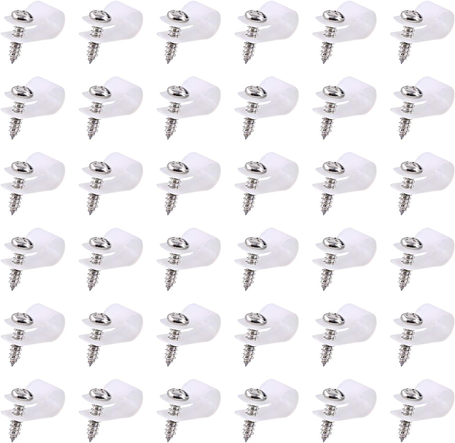 Swpeet 60 Pack White 5/16 Inch Nylon Plastic R-Type Cable Clips Clamp Kit, Nylon Screw Mounting Cord Fastener Clips with 60 Pack Screws for Wire Management (5/16 Inch, White)