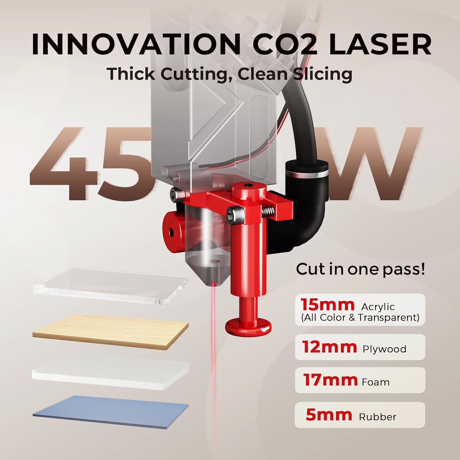 Monport Reno Pro 45W Desktop CO2 Laser Engraver＆Cutter,16x12 Workbed Laser Engraving Machine with New Semi-Autofocus, Control Panel, 2 Working Platforms, Z-axis Adjustable for Wood Acrylic Glass More