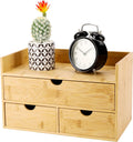 Bamboo Desk Organizer 3 Drawer with Shelf, Countertop Organizer with Drawers Makeup Storage Drawer 3 Drawers Tabletop Storage Organization Box Home Office Workspace