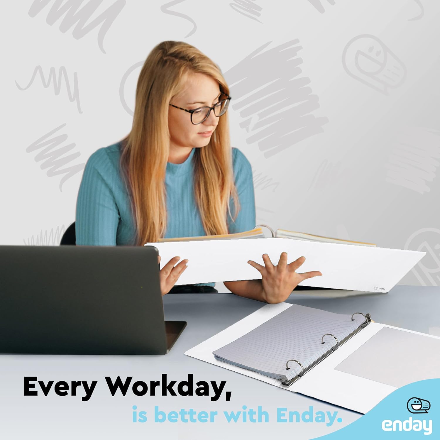 3 Ring Binder 1.5 Inch White, 1 ½ inch Binder Clear View Cover with 2 Inside Pockets, Colored School Supplies Office and Home, 6 Pack – by Enday