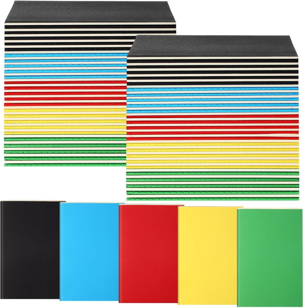 100 Pcs Kraft Notebook Journals 5.5 Inch x 8.3 Inch A5 Softcover Notebooks Bulk for Writing Sketch Office Notepad with 60 Pages 30 Sheets (Multicolor,Lined)