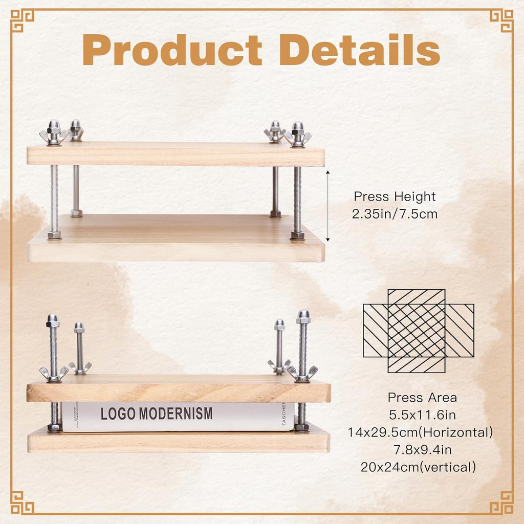 Book Press, Wooden Book Press Bookbinding, Portable Binding Press for Bookbinding, Binding Supplies for DIY Bookbinding Easy Assemble