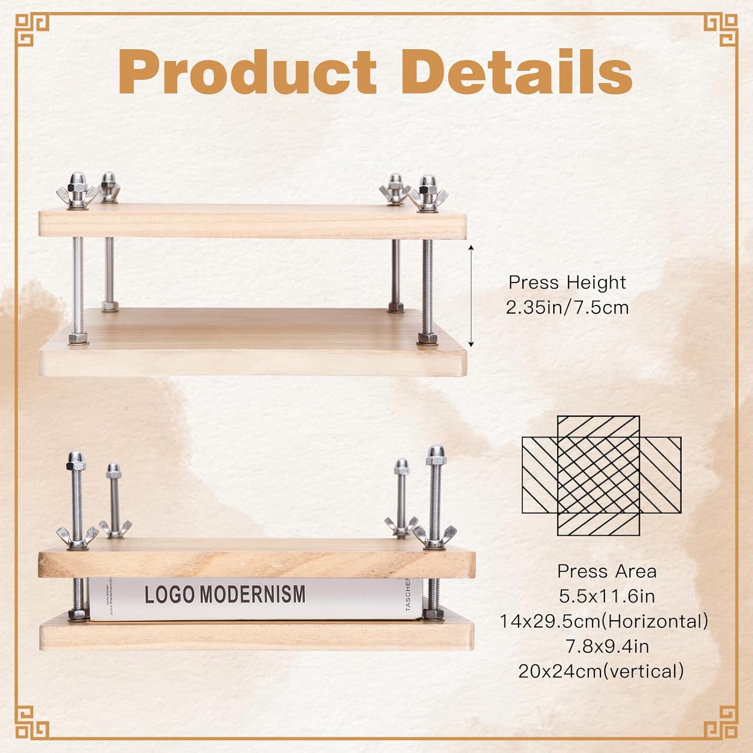 Book Press, Wooden Book Press Bookbinding, Portable Binding Press for Bookbinding, Binding Supplies for DIY Bookbinding Easy Assemble