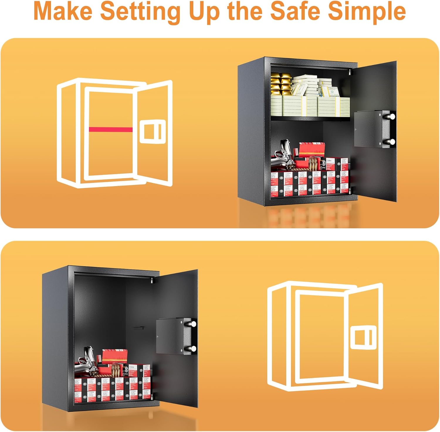 Safe for Home, 1.9 Cubic Feet Safety Box for Money, Jewelry, Documents and Guns, Security Safe for Office, Hotel, 13.8"W x 12.2"D x 19.7"H