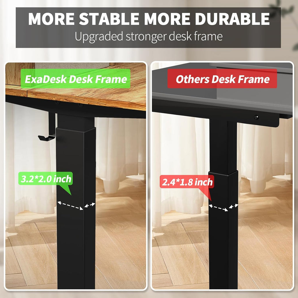 63 * 30 Inches Electric Standing Desk Adjustable Height with 4 Drawers, Double Storage Shelves, Home Office Workstation Sit Stand up Desk (Light Rustic Brown)