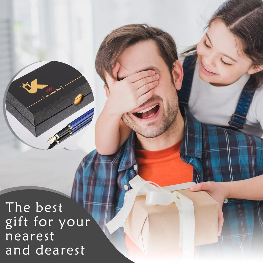 Tiankool Luxury Fountain Pen,Fine Nib, Exquisite Pen Gift Set for Men&Women-Includes 10 Ink Cartridges&Ink Converter- Nice Pens - Blue