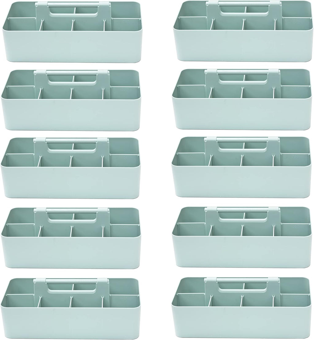 -Large Portable Caddy, DIY Dividers, 8 Compartments, School Office Supplies Home Business Organizer,Portable Basket with Handle Storage Organizer Modern Made in USA (10 PACK, Mint)