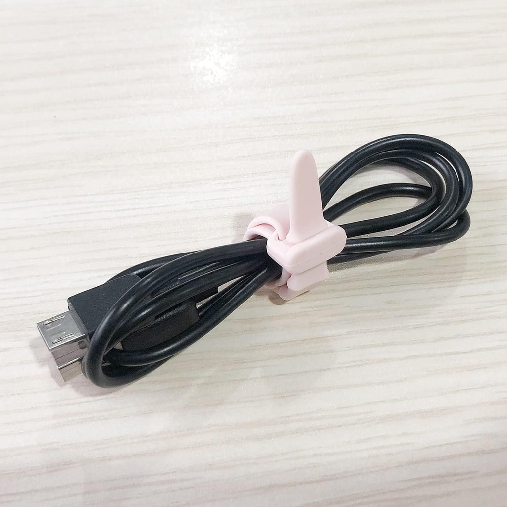 Reusable Silicone Zip Ties Cord Organizer: Silicone Cable Ties Straps for Cable Management - 20PCs 4.5” Purple Elastic Wire Cord Organizer for Home Office and Travel