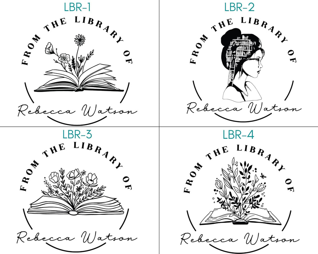 Book Embosser Personalized from The Library of | Ex Libris | Floral Stamper | Custom Library Stamps | Monogram Self-Inking Wood Handle (Floral 3)
