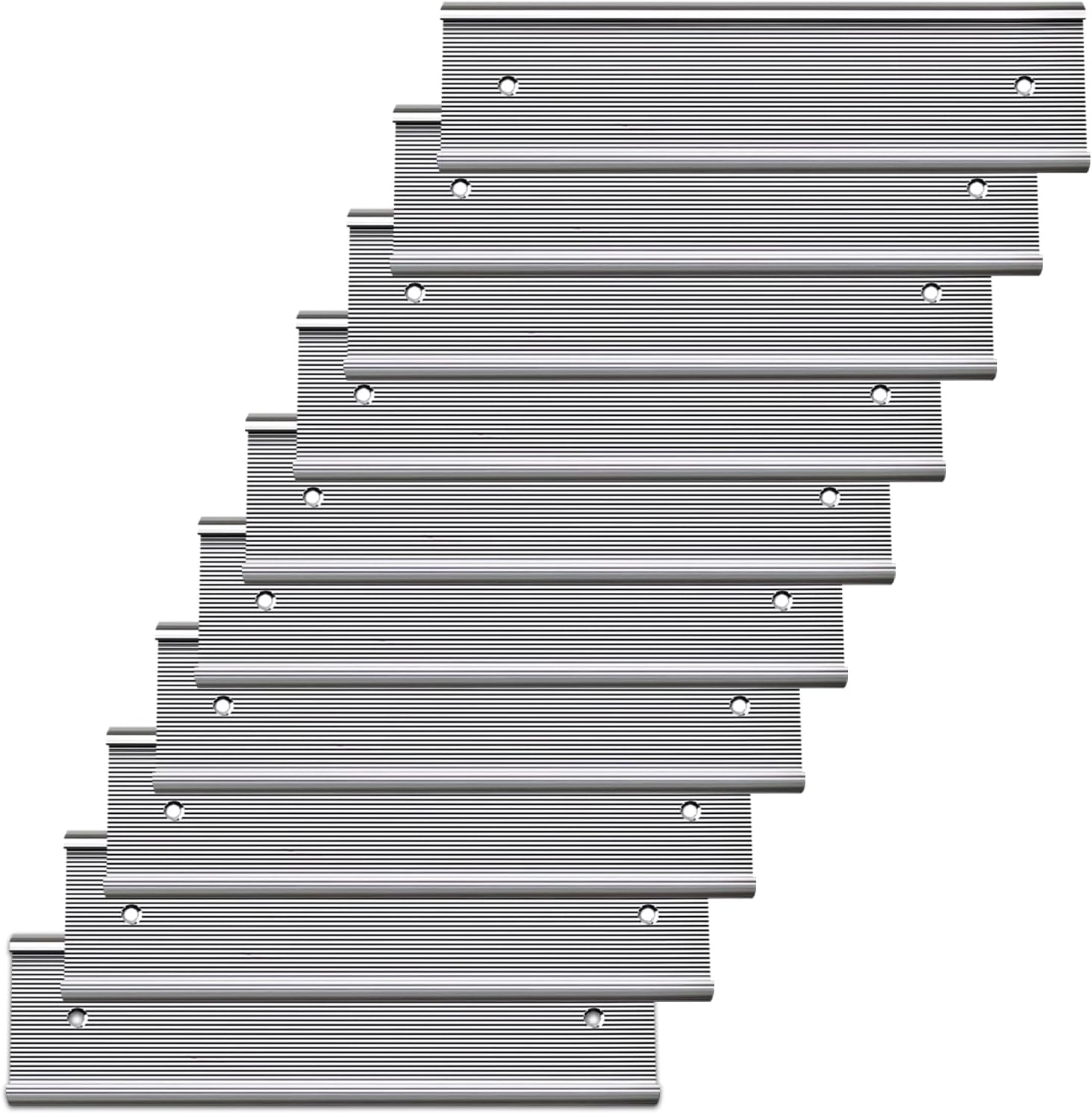 10 Pack Aluminum Name Plate Holders for Door or Wall, 2” x 8” Office Wall Mount Name Plate Holder with Textured Design and Double Sided Tape, for Office, Business, Meeting Room (Silver)