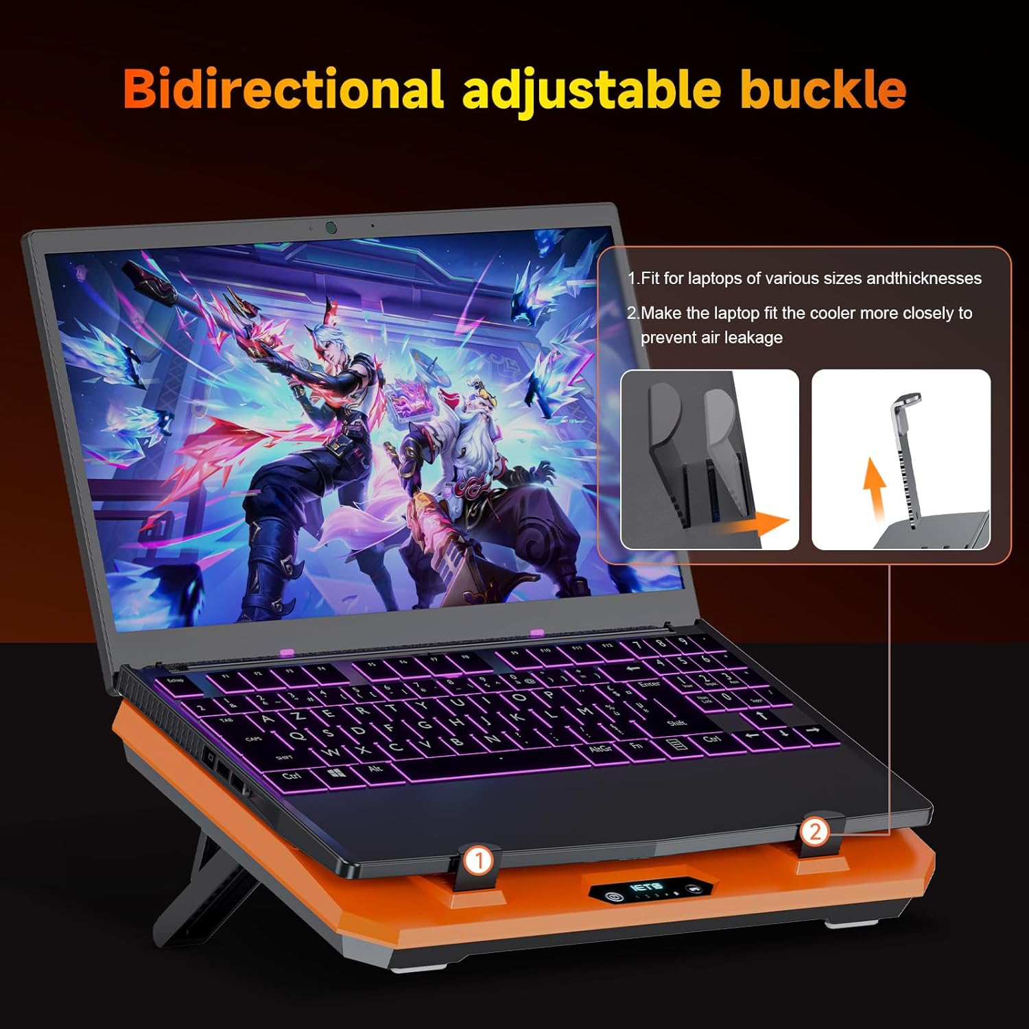 GT300 Upgraded Laptop Cooling Pad with Adjustable Stand, Turbo Boosted Cooler for Rapid Cooling 10-17inch Gaming Laptop, Flexible Sealing Ring，Featuring Air Filtration and USB Hub