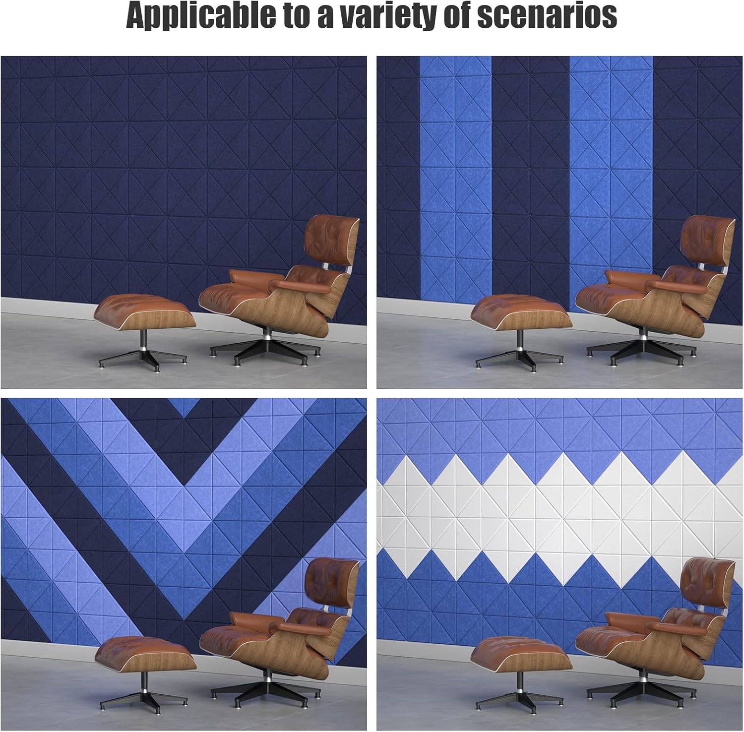 Sonicism 22 Pack X-Lined Acoustic Panels with Self-Adhesive, 12"X 12"X 0.4" Sound Proof Foam Panels, Decorative Soundproof Wall Panels, Sound Absorbing Tile for Home & Offices, Dark Blue