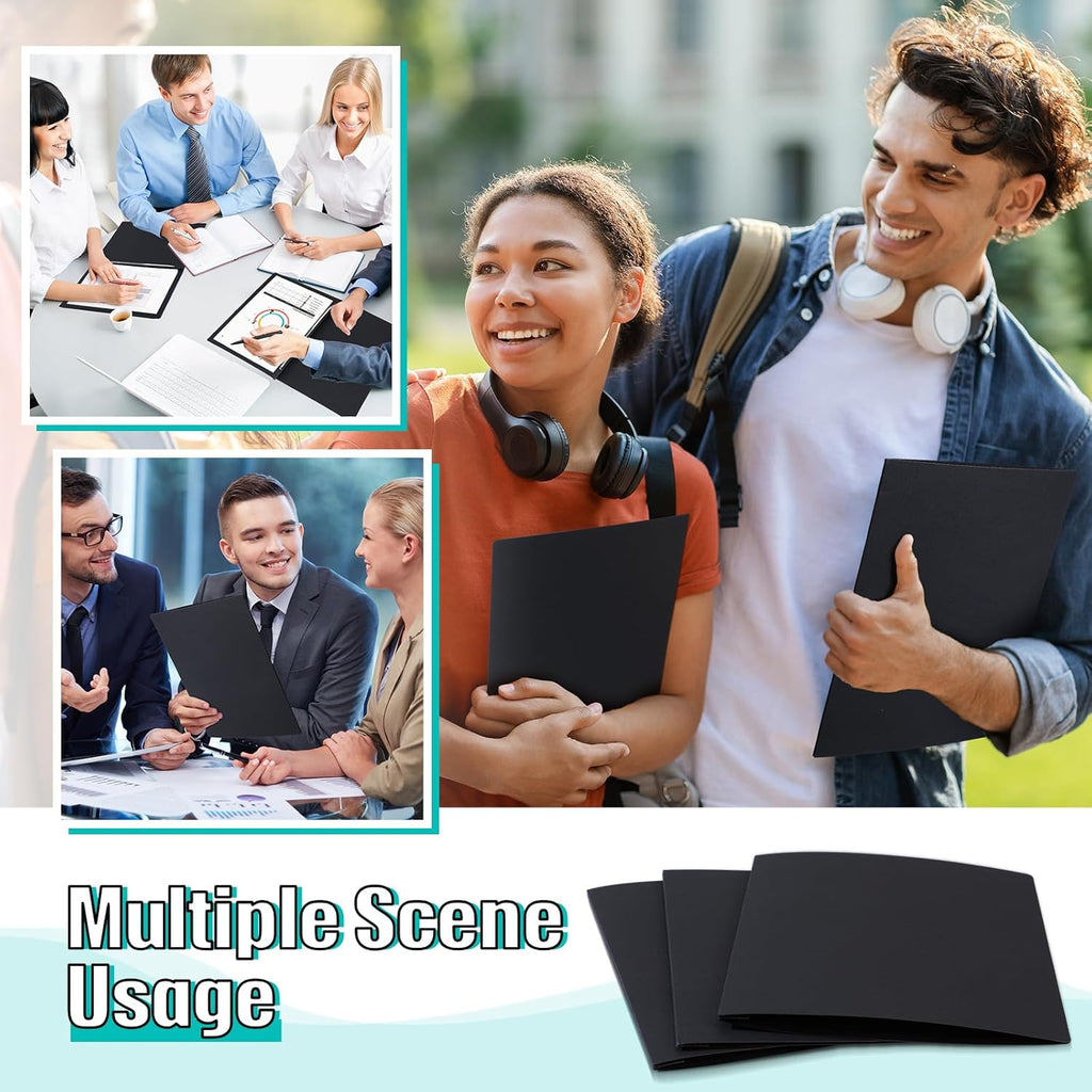 50 Pcs 8.5'' x 11'' Pressboard Report Cover, 3'' Capacity Metal Prong Fastener with Compressor, Letter Size, Presentation Folder to Neatly Bind Report, Proposal Document (Black)