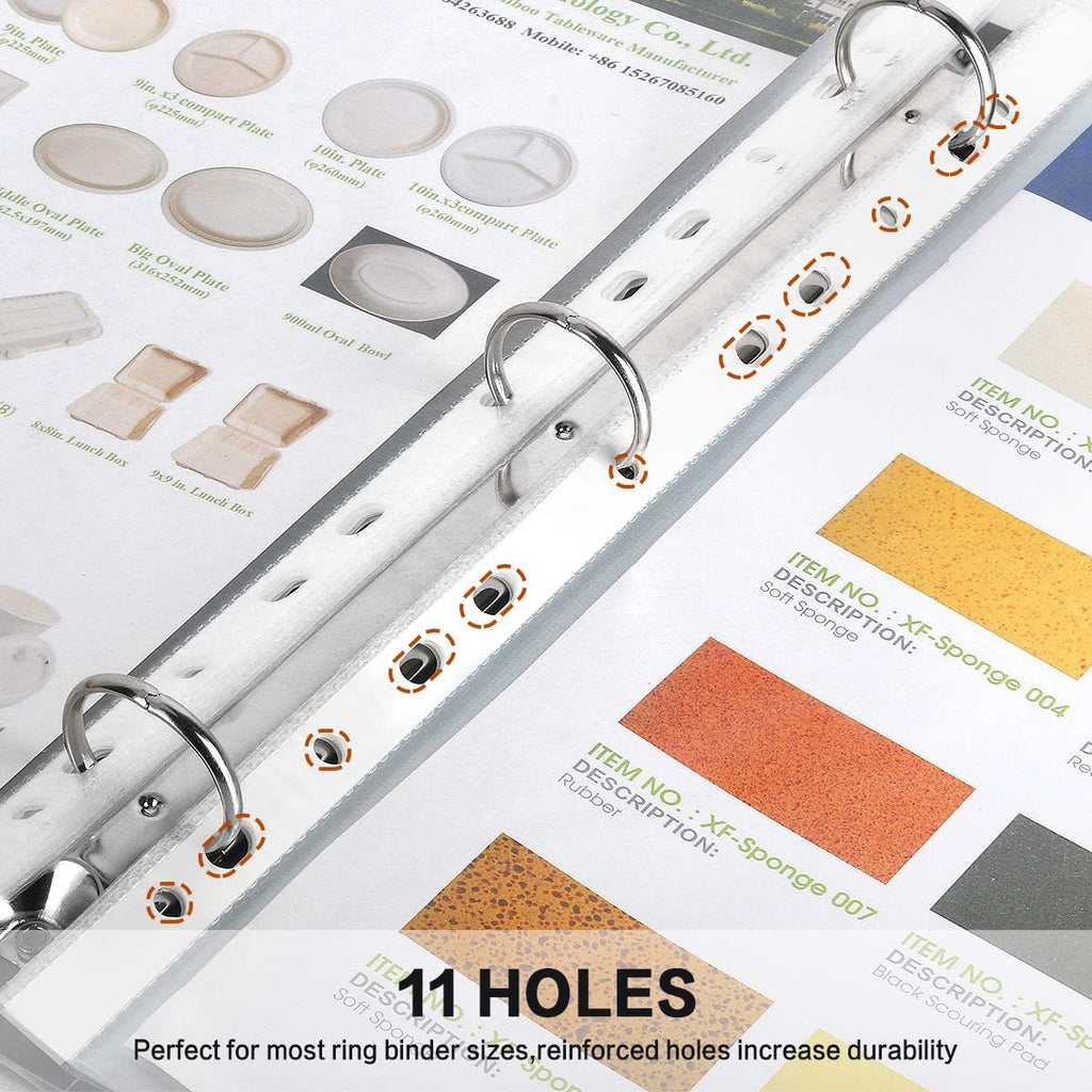Sheet Protectors, HERKKA 500 Pack Heavy Duty Page Protectors Holds 8.5 x 11 inch Sheets, 9.25 x 11.25 inch Top Loading, Clear, Reinforced 11-Hole Fit for 3 Ring Binder