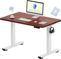 FLEXISPOT EN1 Electric Standing Desk, Sit Stand Desk Home Office Workstation, 42x24, Walnut Desktop + White Frame