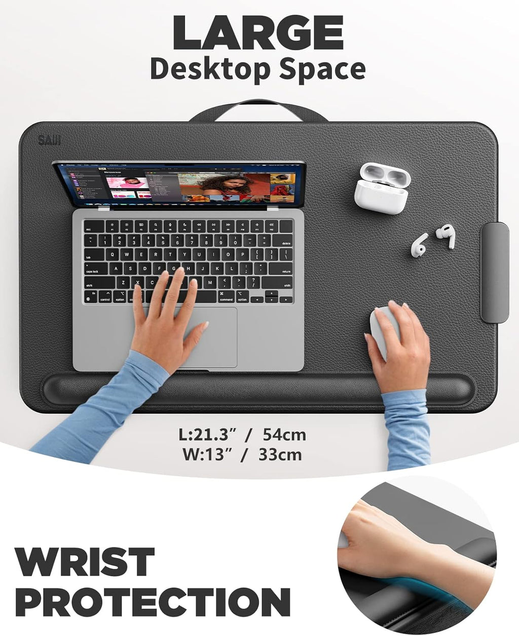 SAIJI Laptop Lap Desk, Portable Laptop Desk for Bed - Fits Up to 17" Laptops & MacBook,Lightweight Lap Tray Table with Storage Drawer, Lap Desk with Cushion, Lap Stand for Bed & Couch