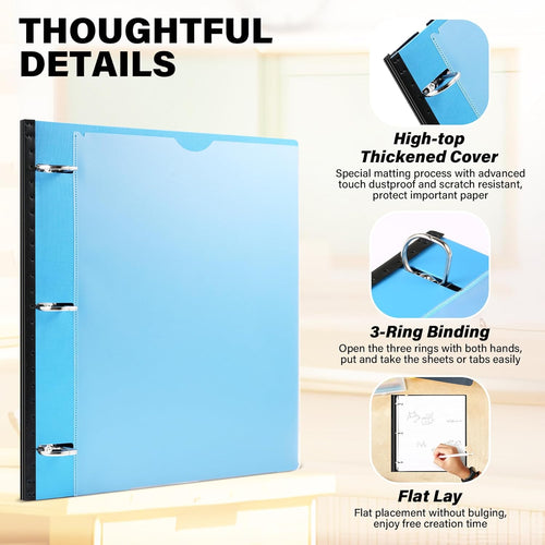 1 Inch Telescoping 3 Ring Binder-12PCS, Flexible Binder with Customized Front Cover, Holds 225 Sheets, School Office Supplies, 4 Colors